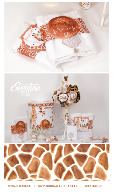 Trusou de botez cu broderie personalizata pentru baieti, Girafa  11